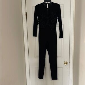 Haute Monde - Elegant Lacy Black Jumpsuit -size S